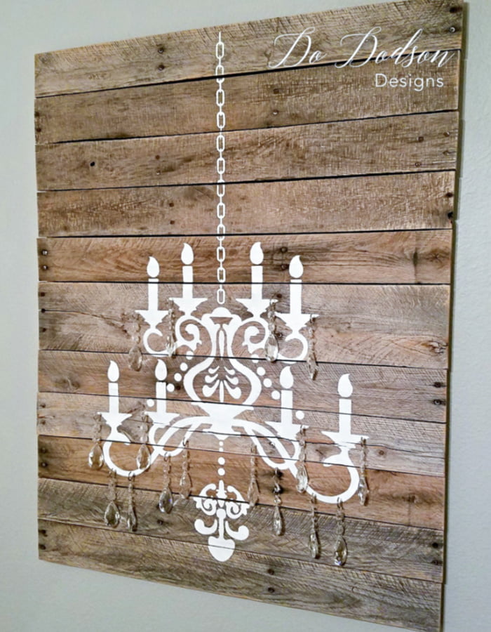 Got a wood pallet? Create your own DIY chandelier wall art.
