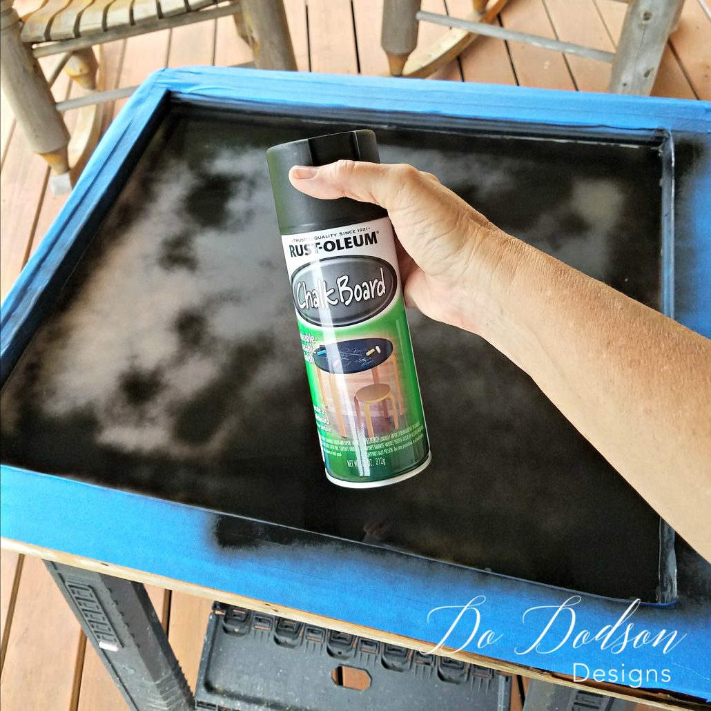 Chalkboard spray paint is perfect to create a chalkboard from an old window. 