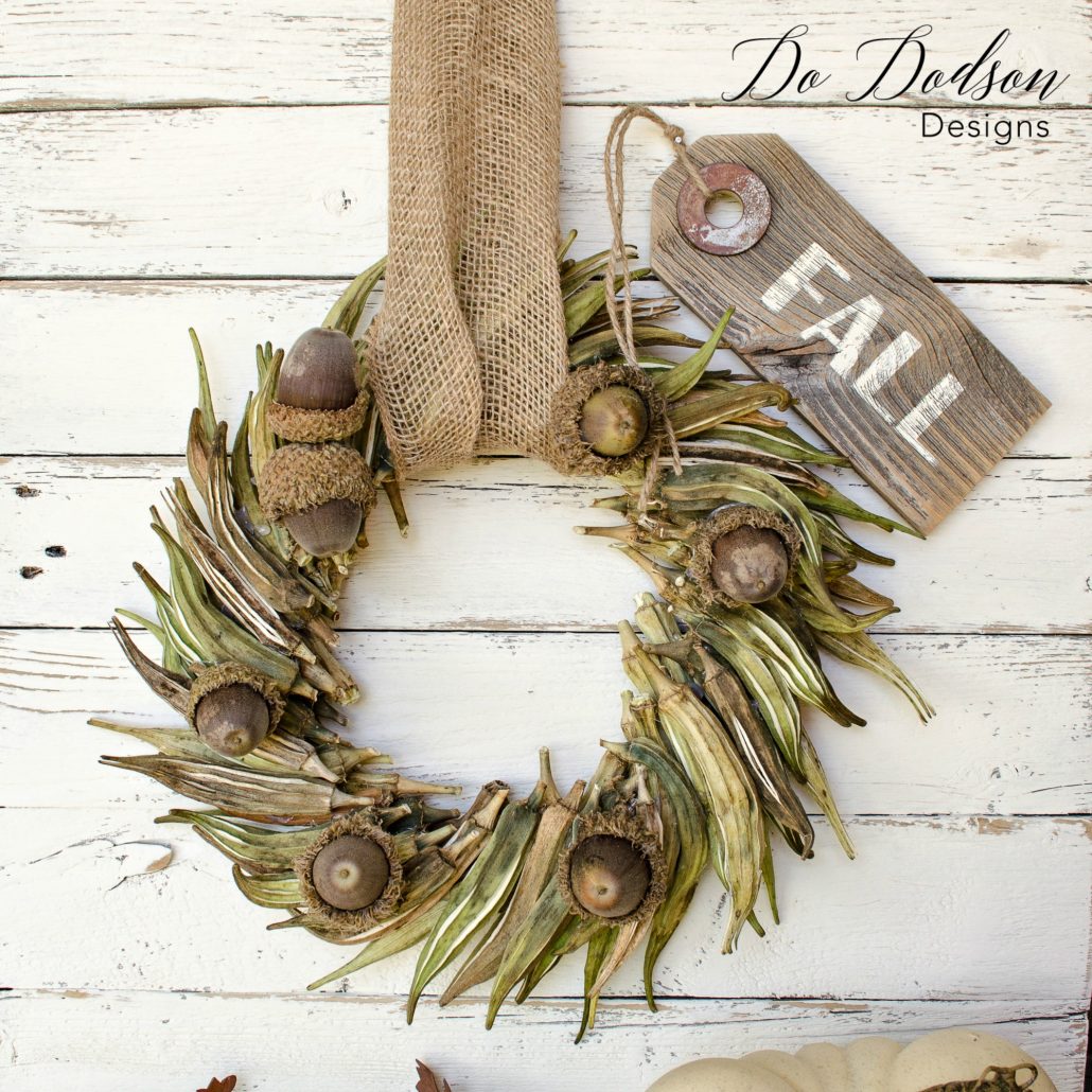 DIY Fall Wreath Made From Dried Okra 
