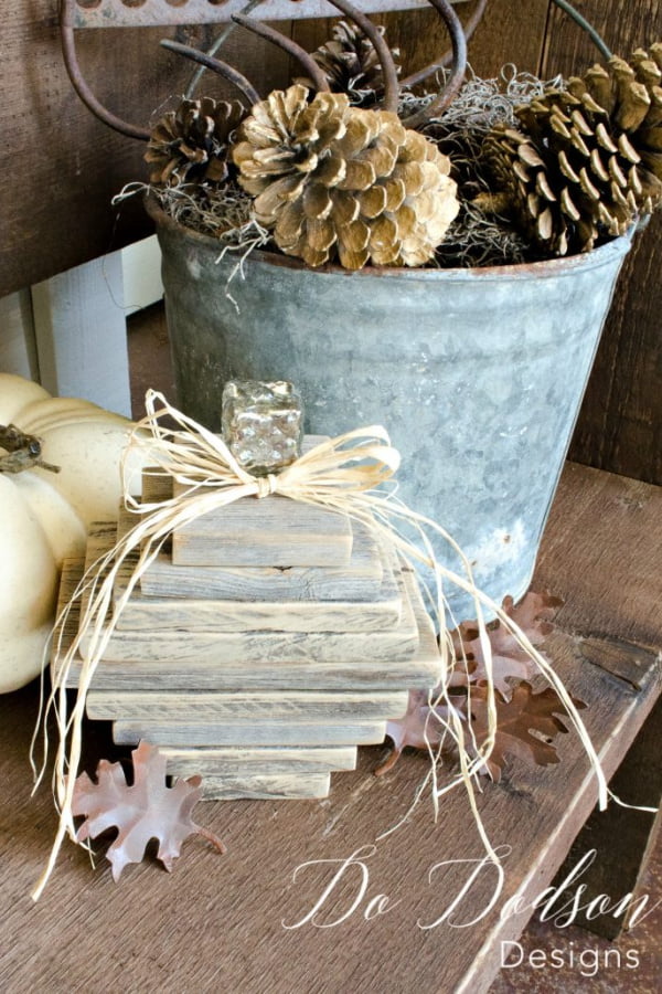 Nothing says Farmhouse like a weathered wood project. Create these amazing wooden pumpkins for almost nothing. 