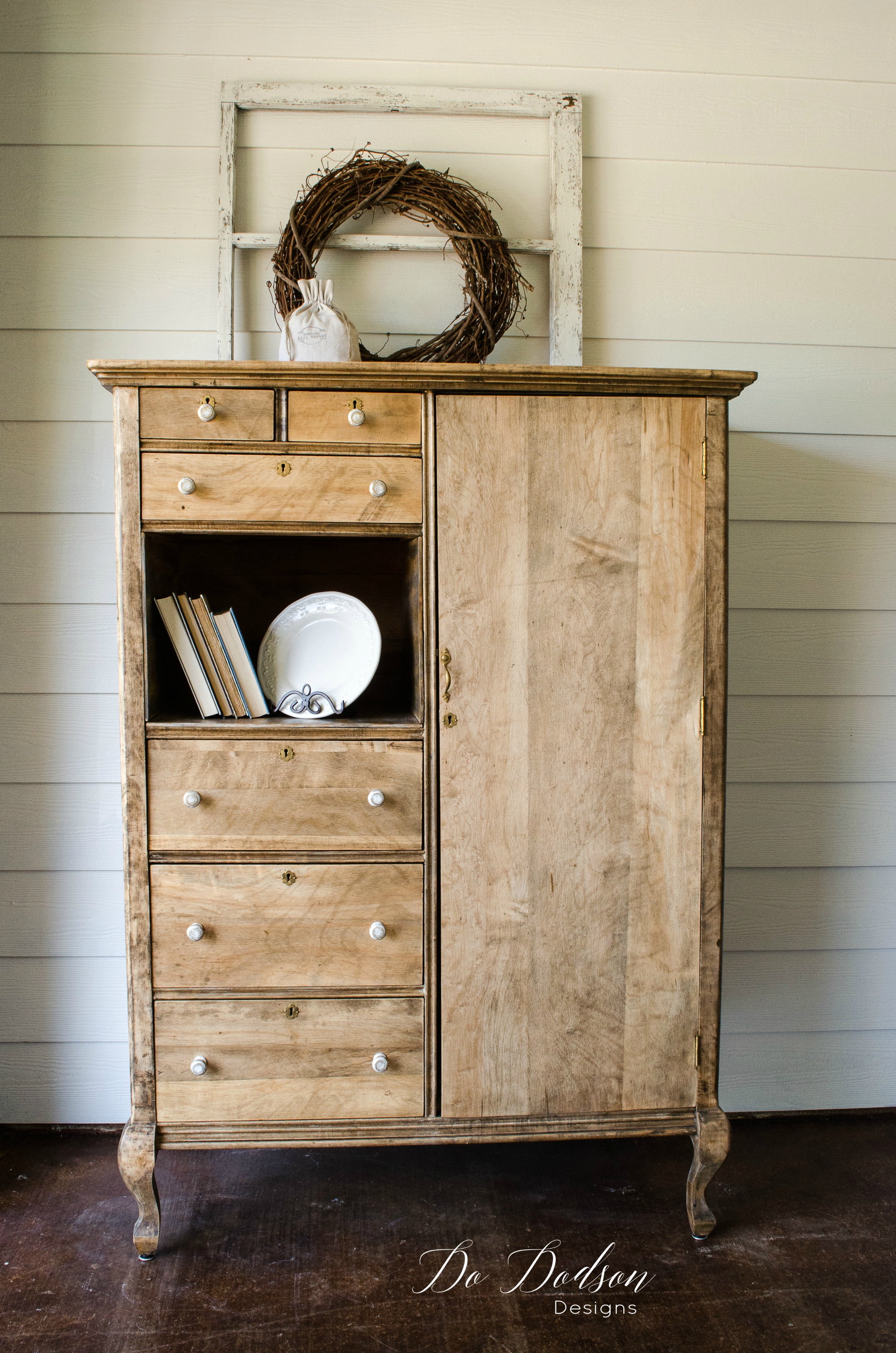 Raw Wood Farmhouse Style Armoire Makeover 2 Do Dodson Designs