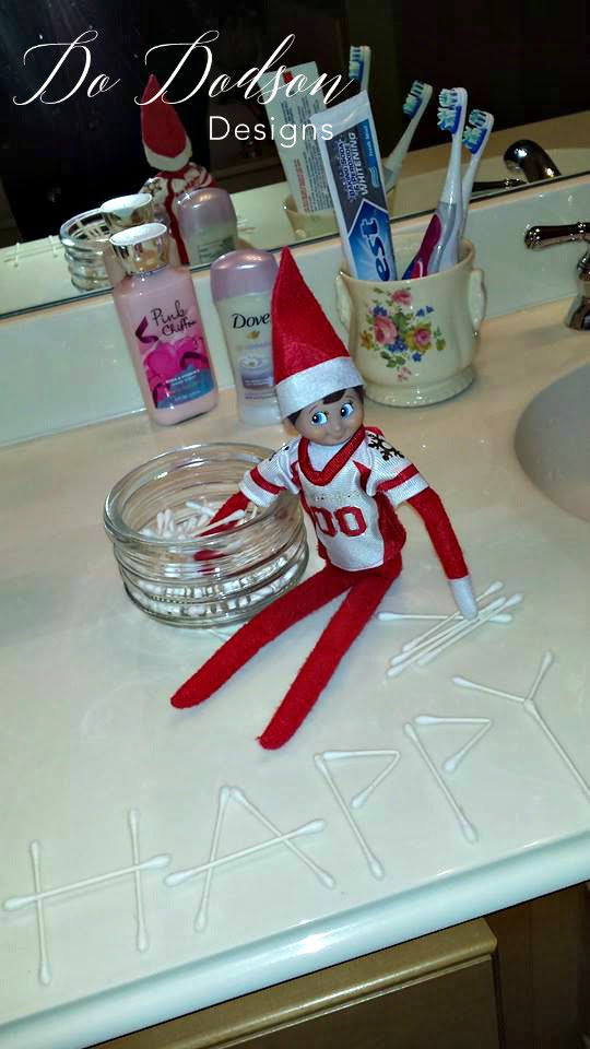Elf on the shelf mischievious ideas with Q-tip art. 