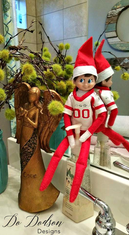 Elf on the shelf mischievious ideas with antibacterial soap. 