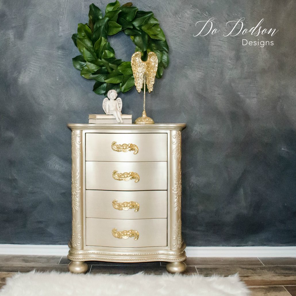 Gold metallic painted DIY furniture creations on a budget.