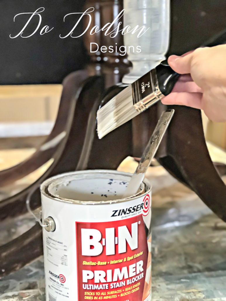 You should always use a stain blocker before painting raw wood. No paint will stop the bleeding of stains and tannins. BIN Primer is my favorite. 