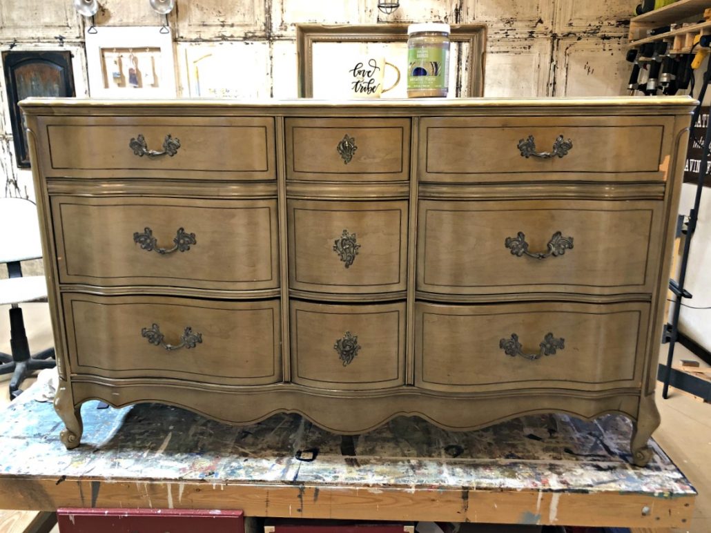 The after is better than the before! This french provincial dresser is getting a paint makeover.
