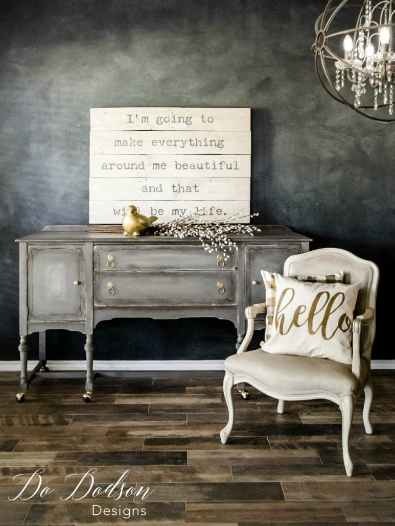 What a show stopper this vintage grey sideboard is now! Chalk paint, crackle and wax was the perfect combo. 