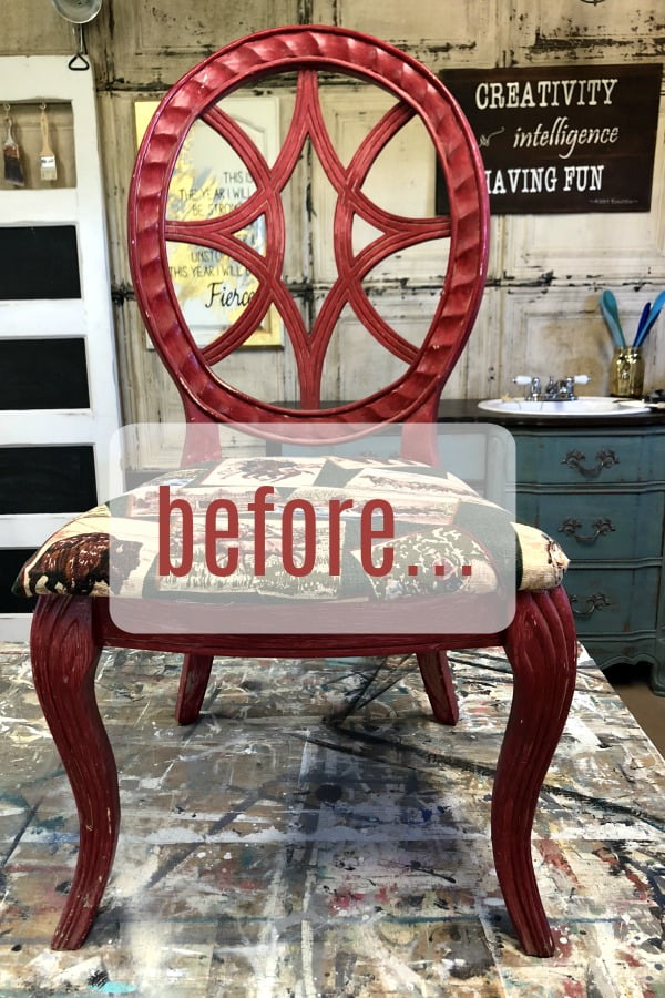 I Painted A Metallic Finish With A Putty Knife on a chair... you gotta see this! #dododsondesigns #metallicfinish #metallicpaint #paintedfurniture#furnituremakeover #refurbishedfurniture