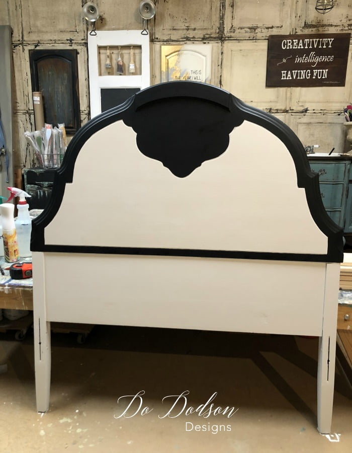  I painted my headboard bench project with Cotton and Caviar before building the bench.