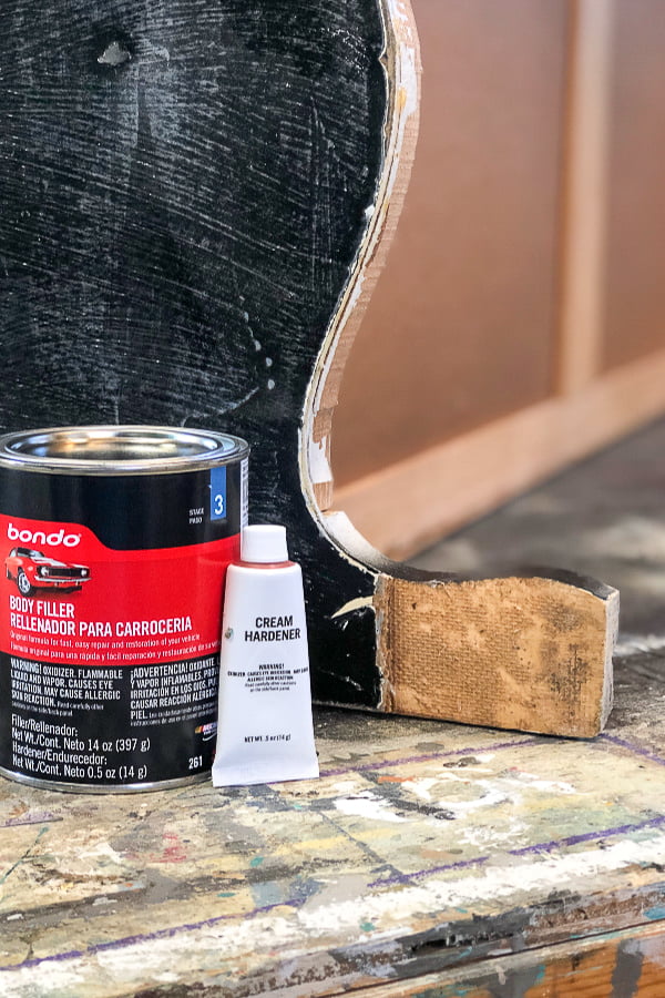 Many times I've passed up project pieces because of furniture repair issues. Furniture repair thought can be costly and time consuming. That was before I discovered Bondo for my wood furniture repairs. It's not just for auto body repairs. 