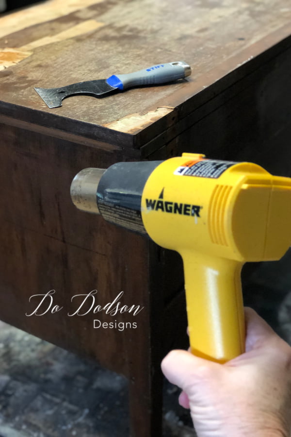 How to remove veneer with a heat gun.