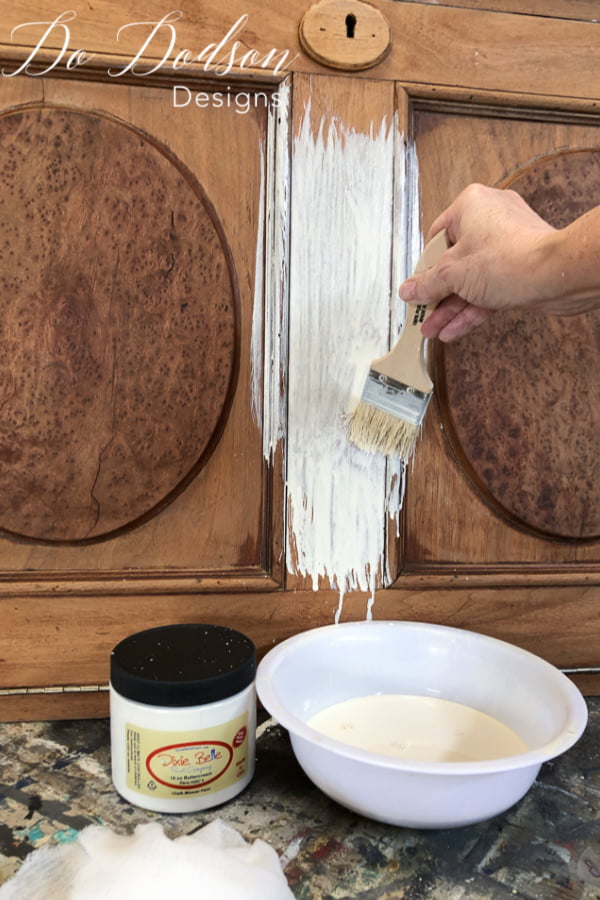 Whitewash on a vintage desk is a great way to preserve the beauty of natural wood without covering it up with paint.