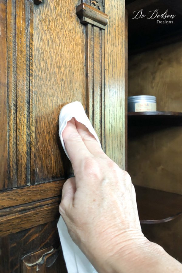 I applied a small amount on a clean cotton cloth and rubbed it into the wood, inside and out to remove the musty smell of the wood. 