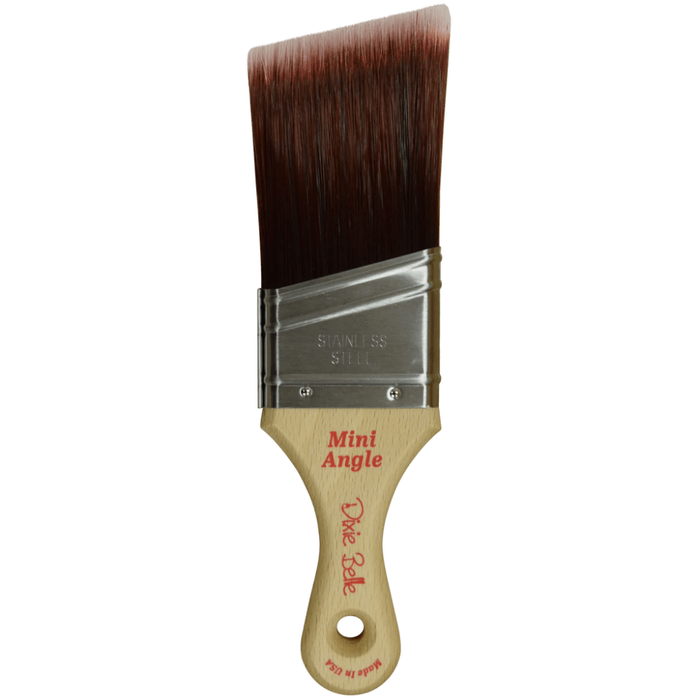 The mini angle synthetic bristle paintbrushes are perfect for those hard to reach areas inside of furniture. 