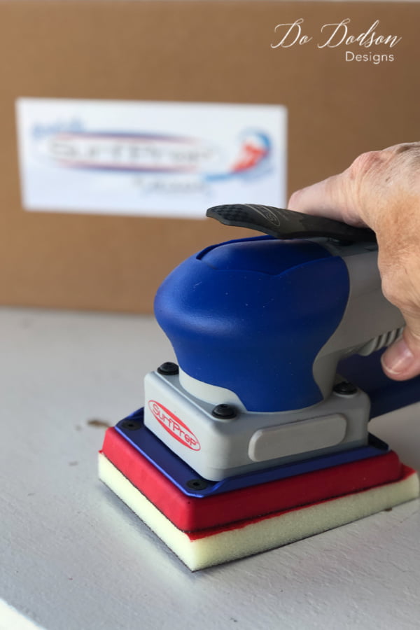 One of the best sanders for furniture makeovers is the SurfPrep 3X4 Electric Ray Sander. 