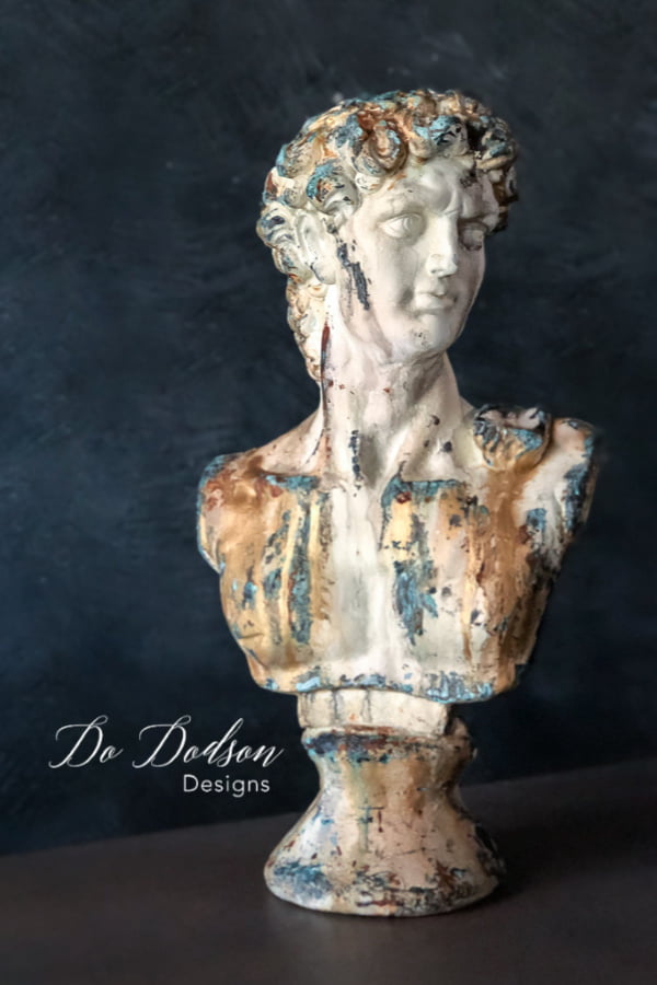I added an aged patina finish to this bust of Michelangelo's David. Best thrift store find ever! 
