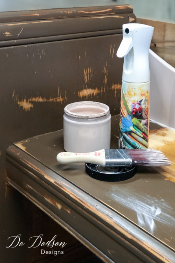 Paint + Paintbrush + Water = how to paint furniture without brush strokes.