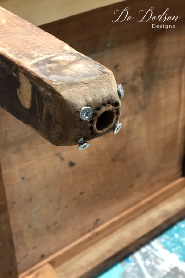 If the chipped wood on your furniture is a deep gouge or weight-bearing, add a few screws or nails to give the Bondo something to attach to. This will create a greater bond.