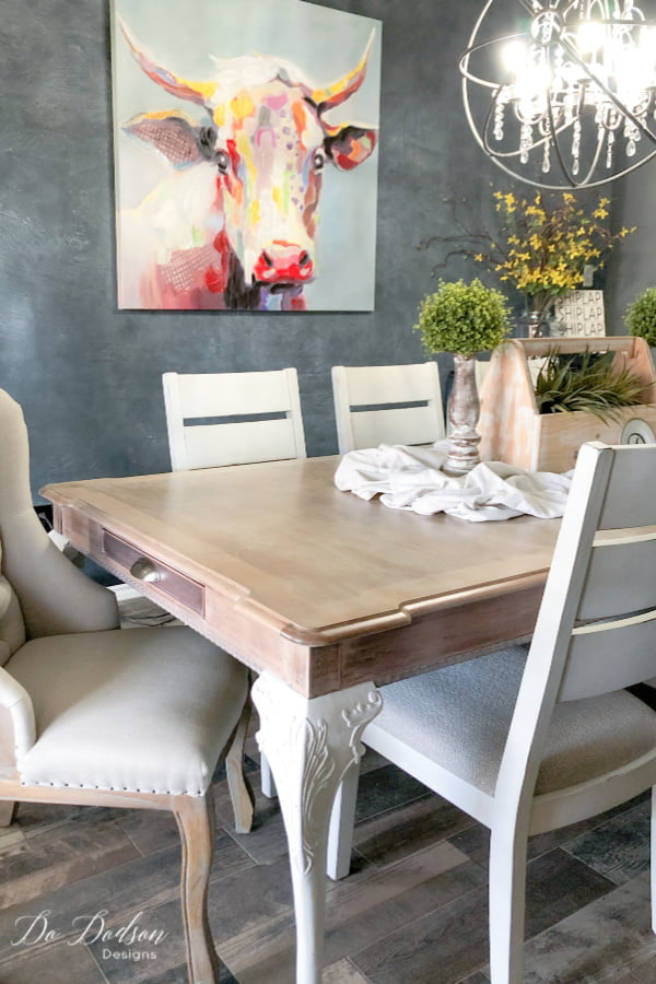 This DIY farmhouse whitewash wood table makeover was just what my dining room need to complete the look I was wanting. It couldn't have turned out any better.