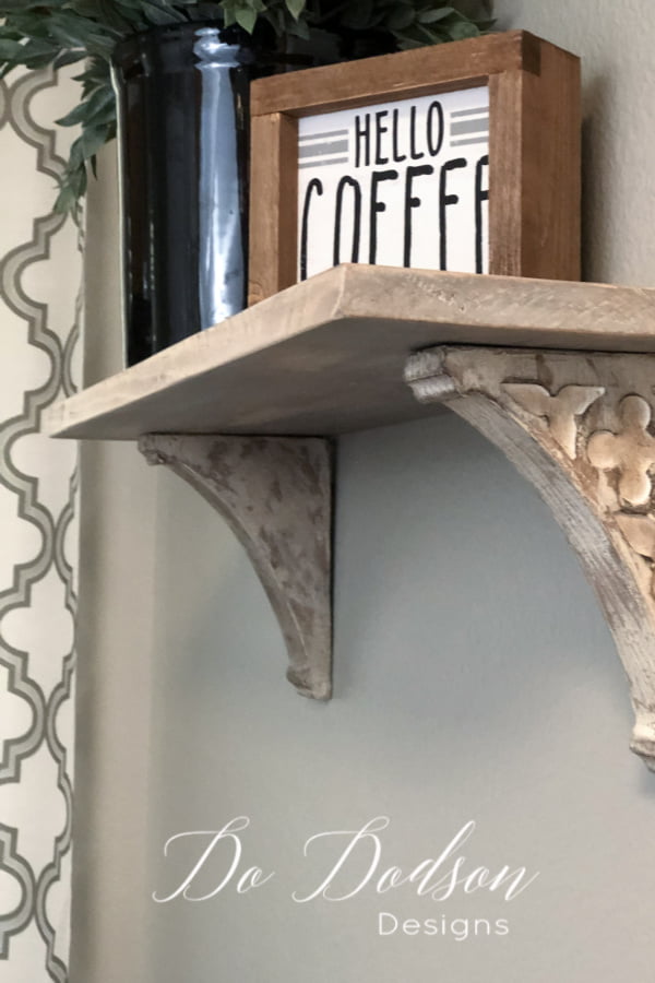 Try this easy DIY mini corbel shelf. The perfect project for beginner DIYers. 