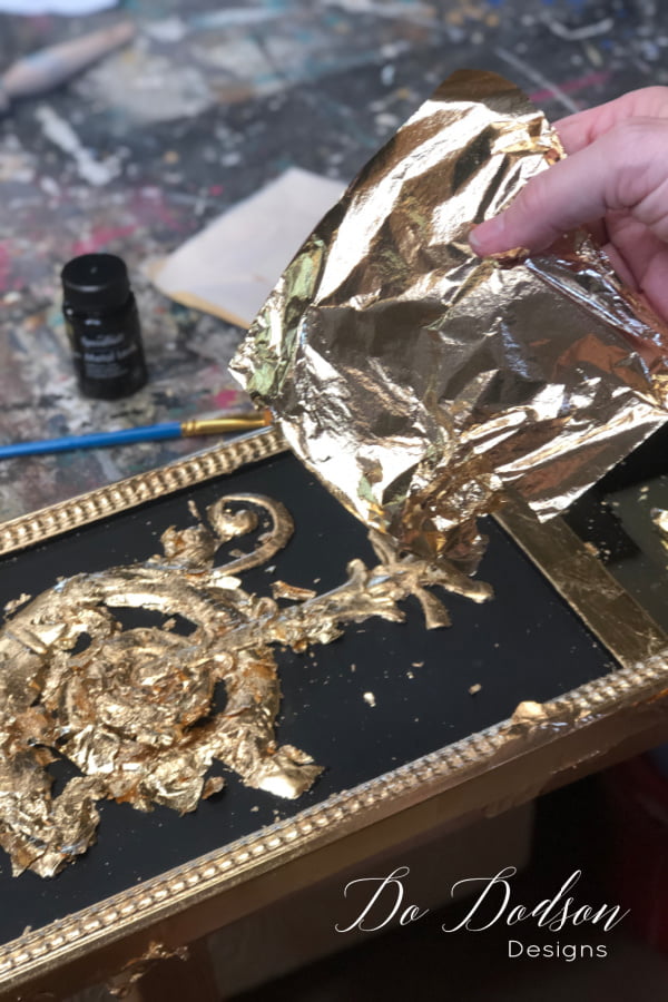 Adhesives matter when applying gold leaf and should not be skimped on. Gold on black... can you imagine? 