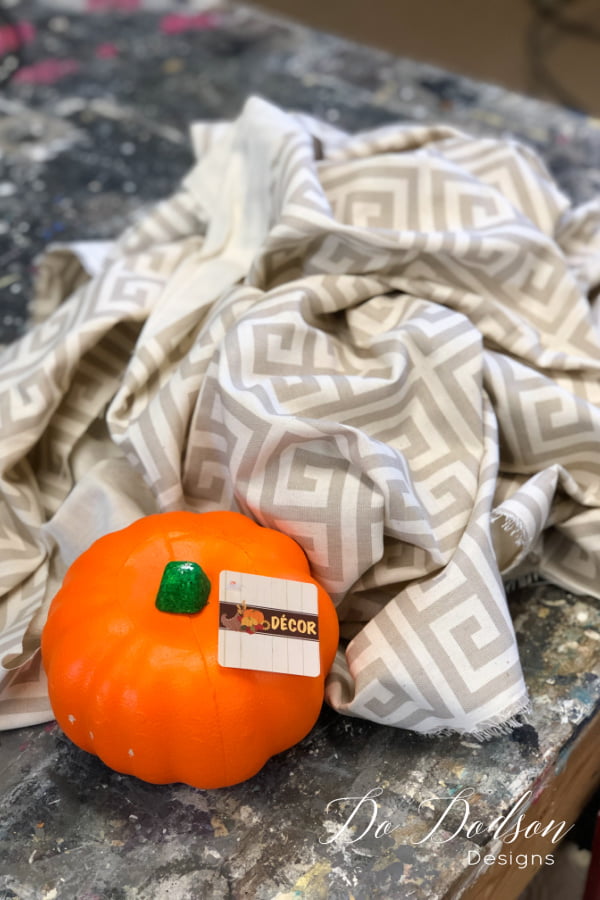 Why not cover up that ORANGE dollar tree pumpkin with beautiful fabric? That's what I'm doing right now. Come see!