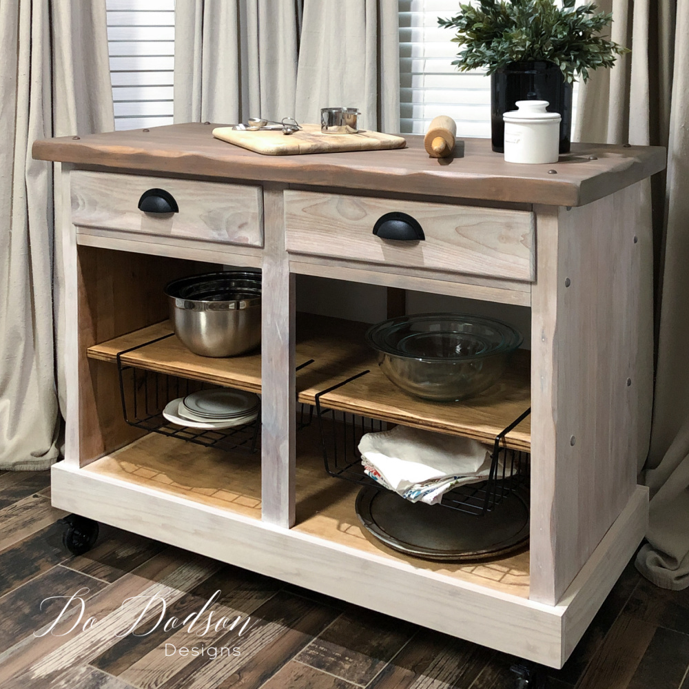 DIY Rolling Kitchen Island Made From A Dresser 