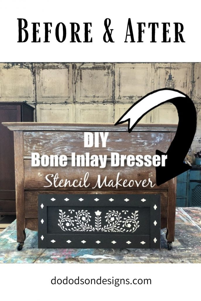 Before and After DIY Bone Inlay  Dresser Makeover