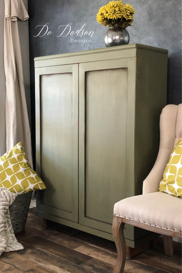 Olive Green Chalk Painted Cabinet
