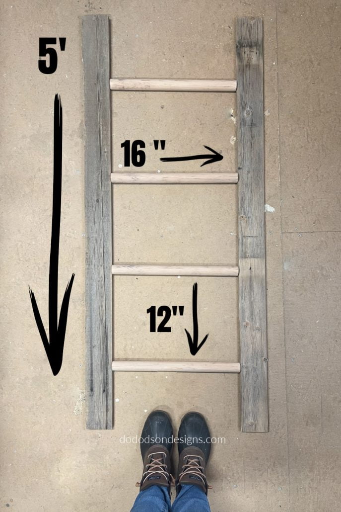 This may be simplistic but it works for me. I like to layout the wood on the floor like a puzzle and line it all up. I just can't see it in my head like most builders. So, here is how I find the centers for my rungs on a DIY blanket ladder.