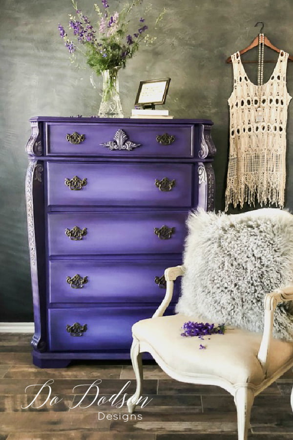 I NEVER dreamed that Dixie Chalk Paint in this Amethyst color would look this amazing on my furniture.