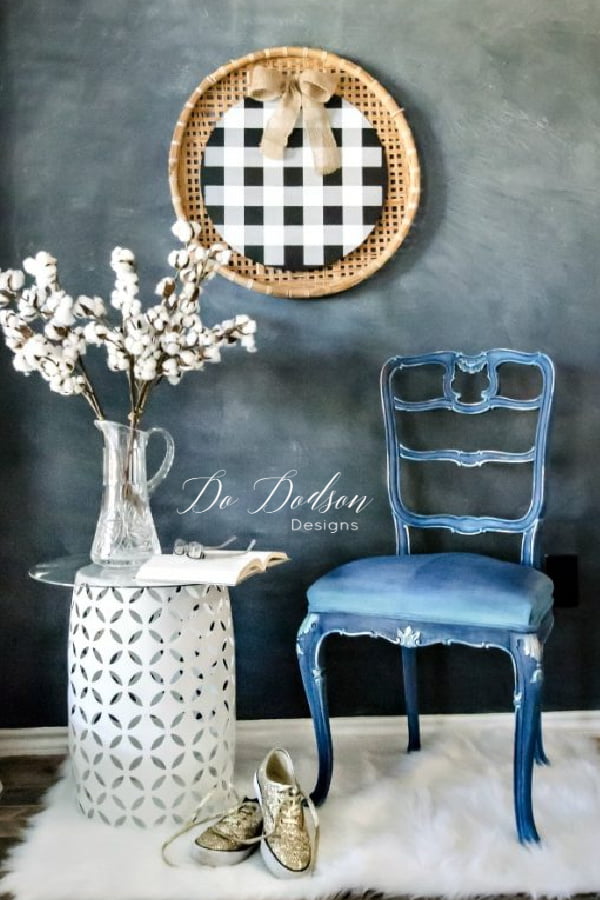 Yes, you can paint fabric on a chair! I do it all the time with chalk paint. Try using Dixie Belle and just have fun with all the colors. 