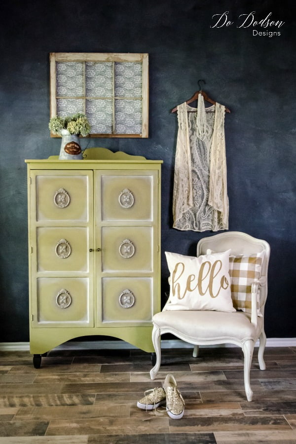 Holy Guacamole Bat man! This green chalk mineral paint by Dixie Belle looks delicious on this cabinet makeover. 