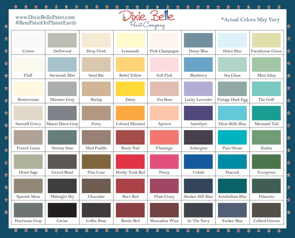 64 Dixie Belle Chalk Mineral Paint Colors to chose from for your furniture makeover ideas.  