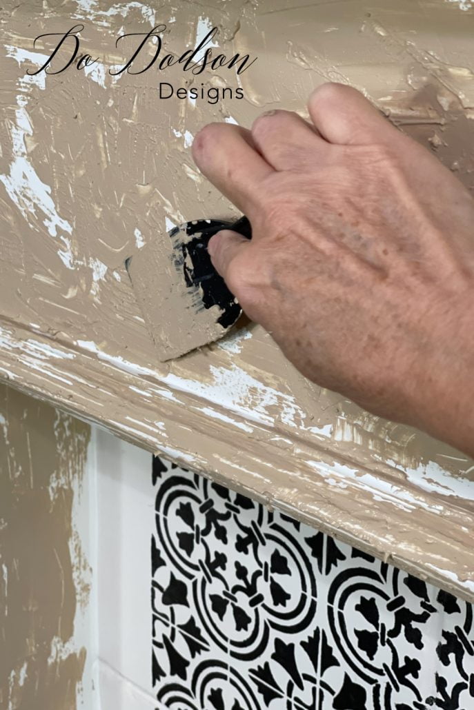Texture paint is super easy to make and is the perfect option for creating a faux chipped paint look on just about anything you want to add a vintage look to. 