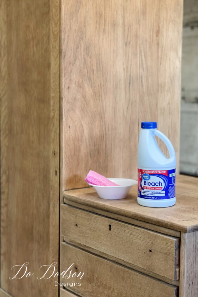 I use full-strength household bleach to bleach wood furniture. No need to buy the expensive stuff. 