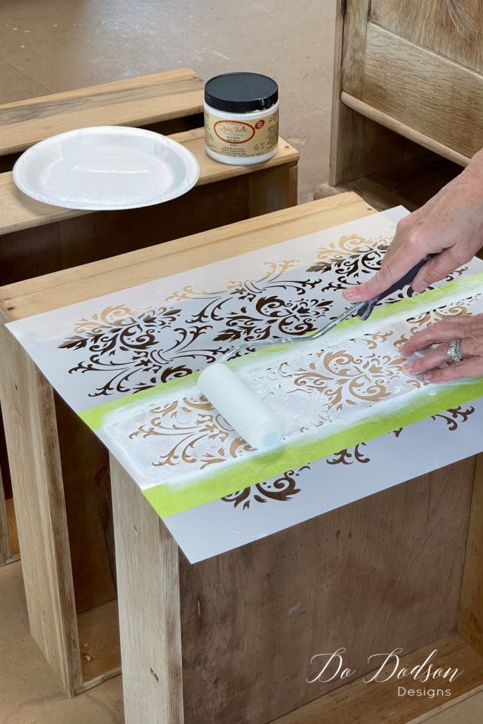 How To Stencil On Wood Furniture... Peek-A-Boo Drawers