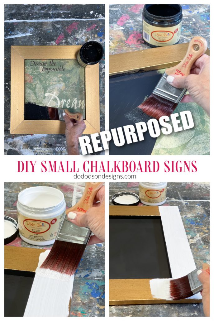 Learn how to repurpose thrift store art into CUTE DIY small chalkboard signs. 