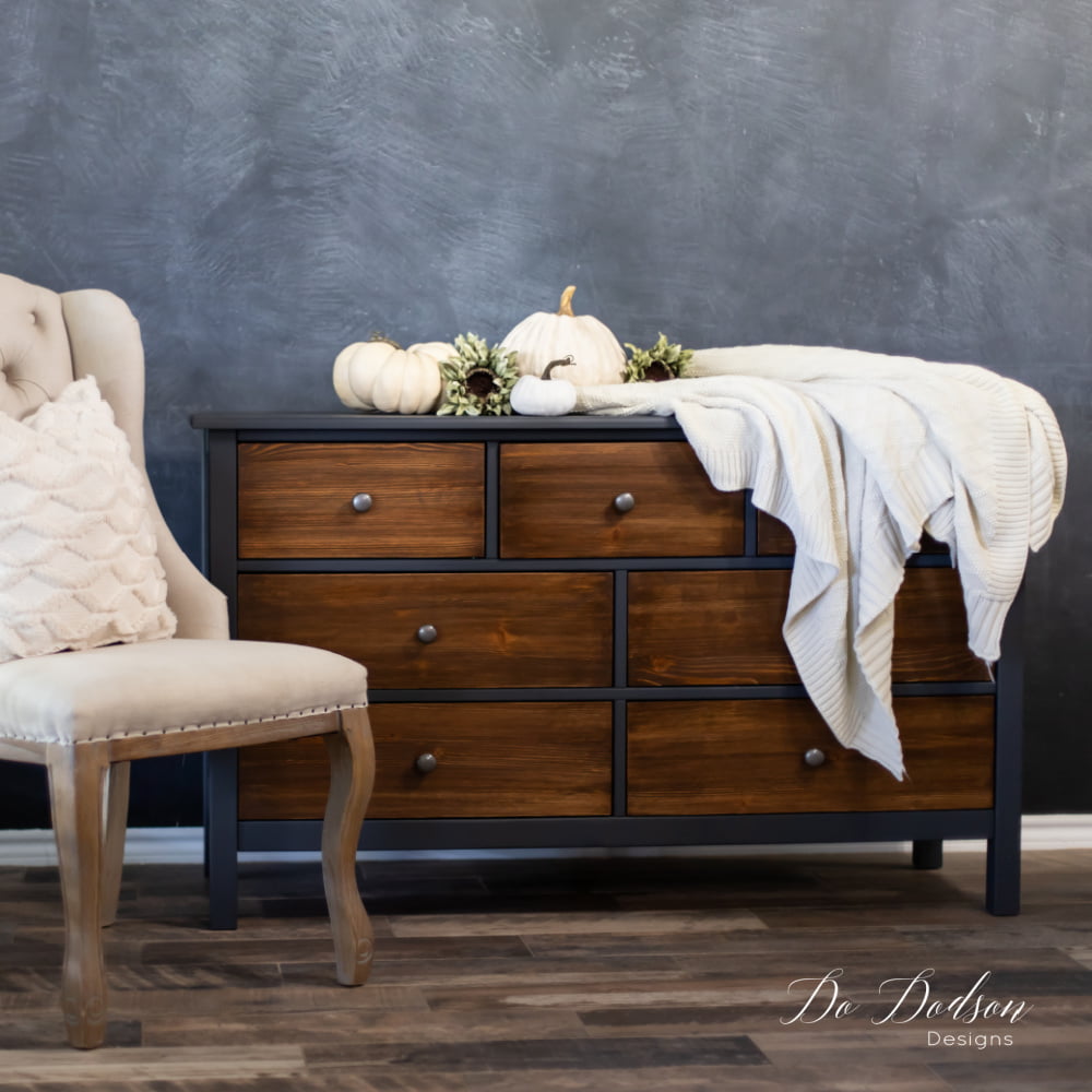 DIY Black Painted Dresser With Wood Drawers - Do Dodson Designs