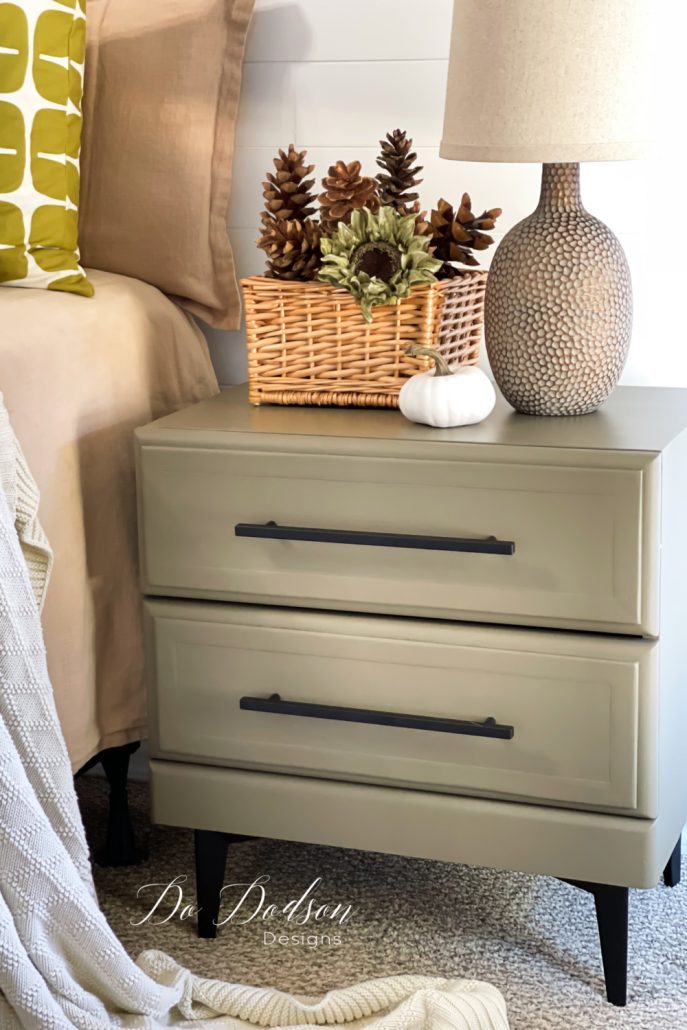 I'm speechless! I never dreamed these drawer front makeover nightstands would turn out this well. Trust me, I tried my best to purchase new ones and I couldn't find what I wanted. THESE are what I wanted.