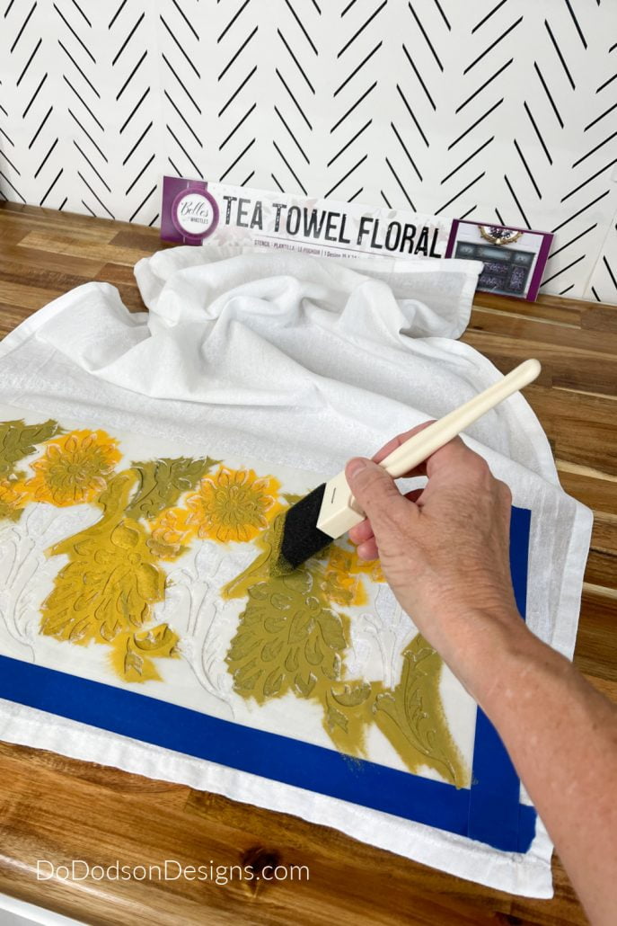 Tea Towel Floral Design Stencil - Flour Sack Dish Towels