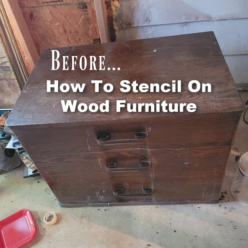 How To Stencil On Wood Furniture - MCM Makeover Before & After