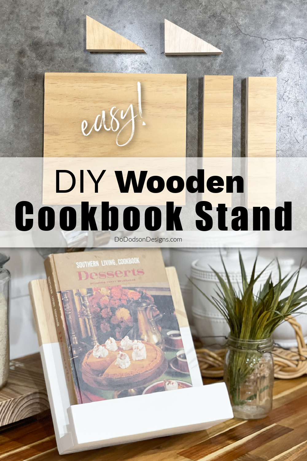 Easy DIY Cookbook Stand Made From Scrap Wood - Do Dodson Designs