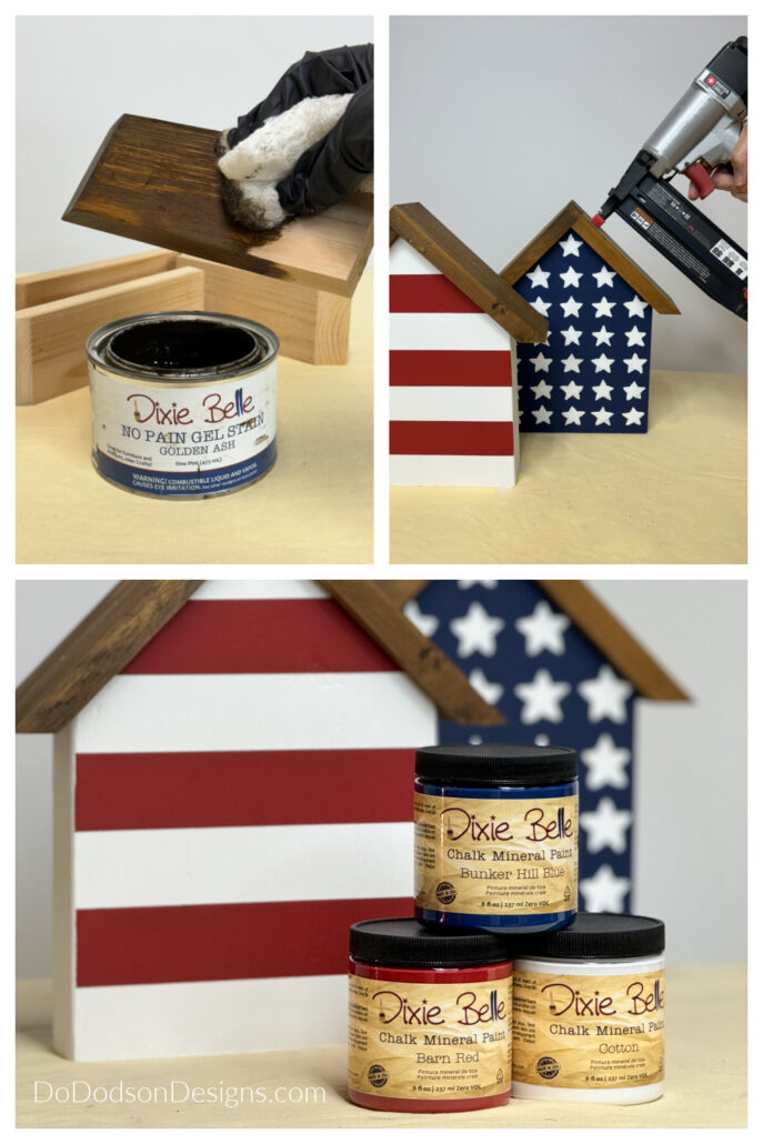 patriotic mini wood houses craft ideas